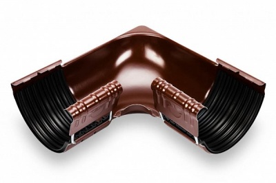 Детальное фото внутренний угол 90° для желоба stal, 124(120)/90 мм, цвет темно-коричневый, galeco